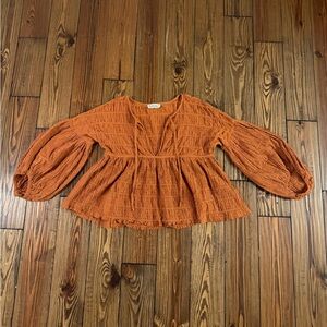 Peach Love California Rust Peasant Blouse